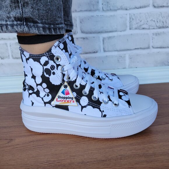⭐Rare Converse All Star Ctas Move Hi 7 Womens Shoes White Black Platform A01361C - Picture 3 of 10